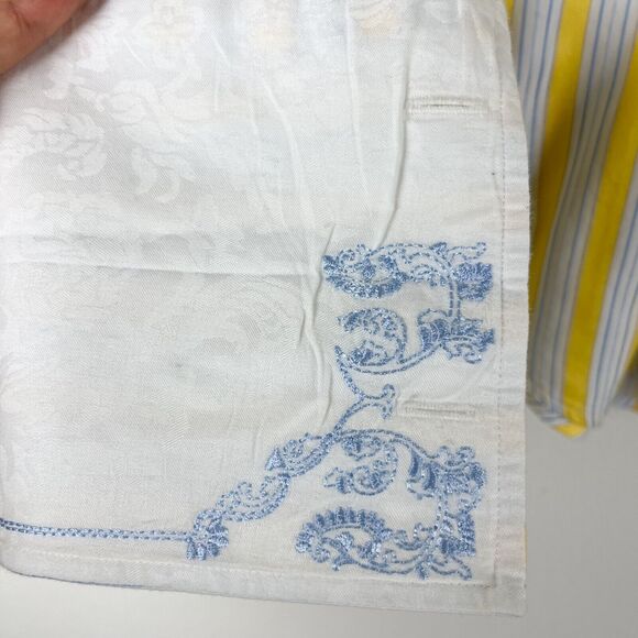 Robert Graham Embroidered Shirt Mens Small Yellow Striped Button Down Flip Cuff - Picture 4 of 16